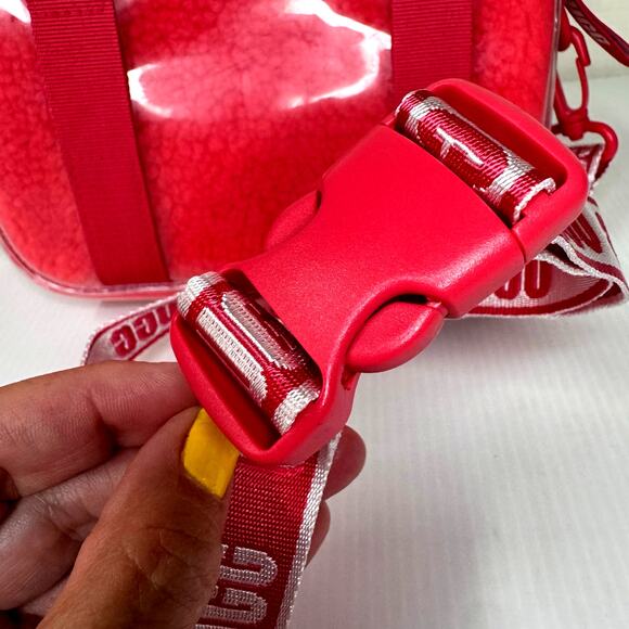 UGG Janey II Clear UGG Plush Signature Crossbody Bag Red Belt Bag Sporty Clear - Picture 8 of 11